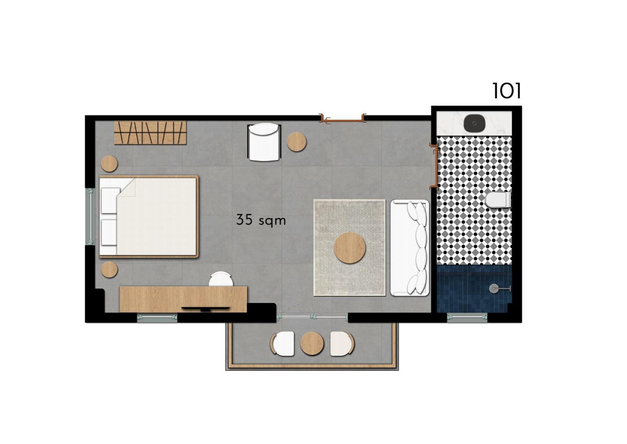 Deluxe tweepersoonskamer met balkon en uitzicht op zee